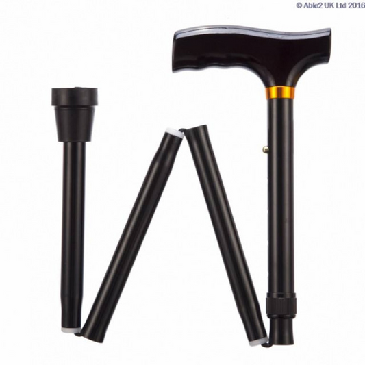 Compact Folding Walking Stick Black