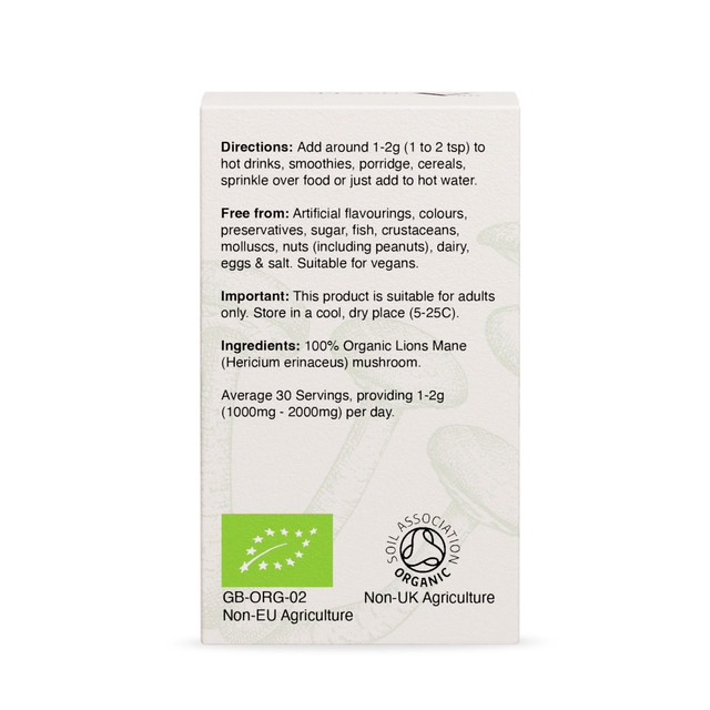Lion's Mane 100% Organic Mushroom Powder